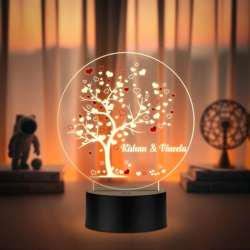 Personalized Romantic Tree UV Print 3D LED Acrylic Lamp – Warm White